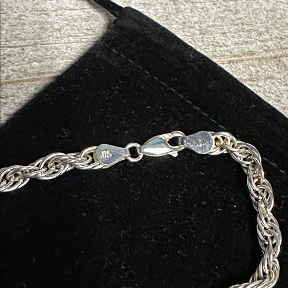 925 sterling silver great shape solid Italian twisted rope stamped SU bracelet - Picture 3 of 6